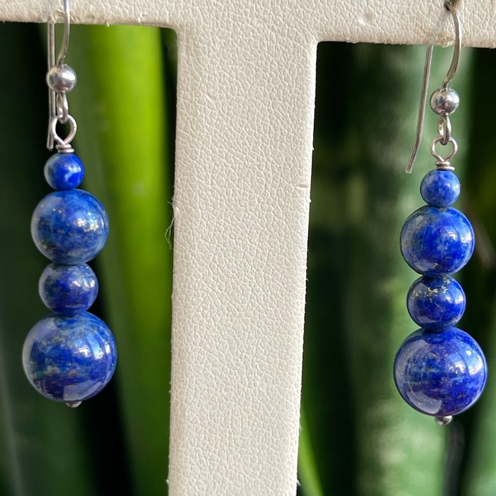 Afghanistan Lapis Lazuli Handmade Bead Earrings